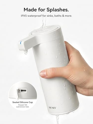 SUNLY Touchless Automatic Soap Dispenser – Clog-Free Pump, Fast Sensor, USB-C Rechargeable, Smudge-Resistant Stainless Steel, for Kitchen & Bathroom Soap Dispenser, White - color: White