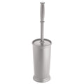 mDesign Compact Freestanding Plastic Toilet Bowl Brush and Holder for Bathroom Storage and Organization - Space Saving, Sturdy, Deep Cleaning, Covered Brush - Silver - color: Silver
