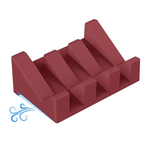 Silicone Soap Dish,1PCS Self Draining Bar Soap Holder,Brown Red | Self draining silicone soap dish with drainage,waterfall design keeps bar soap dry,extended soap holder for shower,bathroom - color: 1*ruby Red