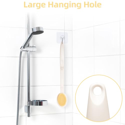 LFJ 19" Long Handle Shower Sponge Brush Set, 3 in 1 Body Brush, Bath Sponge and Lotion Applicator Improved Skin Health, Suitable for Men and Women (White Brush-2P) - size: 2P