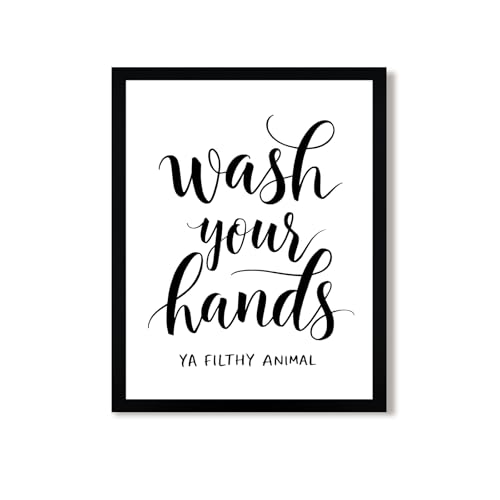 Urmoya Black and White Simple Bathroom Canvas Wall Art, Funny Small Bathroom Wall Decor, Rustic Sign Decoration Art Prints For Toilet Restroom Tabletop Desk 8x10 Inch Wood Framed - color: Character, size: 10"L x 8"W