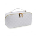 Travel Makeup Bag – Large Cosmetic Organizer with Waterproof PU Leather, Smooth Double Zipper & Tear-Resistant Lining, Toiletry Pouch for Women (White) - color: 02-White