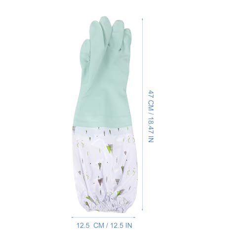 YARNOW Reusable Waterproof Flocked Thickened Rubber Gloves for Dishwashing and Household Cleaning, Large Size, Pink and Green, 4pcs Set, Insulated for Kitchen and Laundry Use