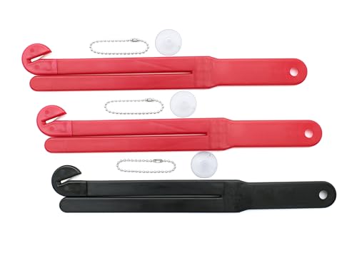 Food Bag Pouch Cutter Opener with Stainless Steel Blade and Squeezer for Kitchens (1 Black - 2 Red (3pk) w/3 Suction Cups and 3 Chains) - color: (3PK) 1 Black - 2 Red