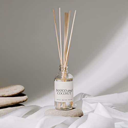Sweet Water Decor Mango and Coconut Reed Diffuser Set - Pineapple, Mango, Orange, Coconut Milk Scented Diffuser for Home - Summer Home Decor and Air Freshener - style: Mango and Coconut