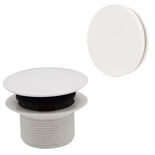Westbrass A398RK-50 1-1/2" NPSM Coarse Thread Mushroom Tip-Toe Bathtub Drain Stopper with Illusionary Overflow Faceplate, Powder Coat White - color: Powder Coat White