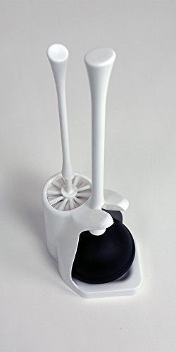 Casabella Nylon Brush and Plunger Set, White, 12-Inch - color: White