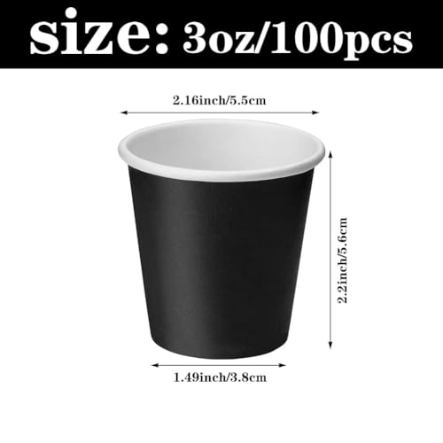 100 Pack 3 oz Disposable Paper Cups, Black Bathroom Cups, Disposable Mouthwash Cups, Small Paper Cups for Bathroom Travel Picnics - color: Black, size: 100 Count