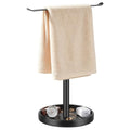 Stainless Steel Hand Towel Holder with Storage Tray for Bathroom Countertop | Weighted Base With Anti-Slip Pads Keeps Towels Stable While The Tray Neatly Stores Jewelry, Watches & Essentials - color: Black-1p（with Tray）