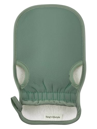 Exfoliating Glove (Original) Machine Washable Newly Upgraded With Thumb Holes Korean Body Scrubber 100% Vegan Viscose Exfoliating Mitt for Dead Skin Removal, Keratosis Pilaris & Self-Tan Prep - color: 1Pack-Green
