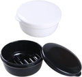 2 Pack Travel Soap Container, Round Portable Soap Dishes for Shampoo Bars | Soap Holder for Travel Shower Gym Bathroom (Black, White) - color: Black+white