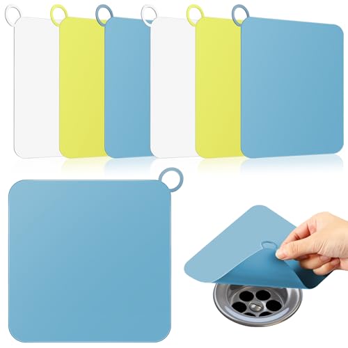 Yinkin 6 Pcs Drain Covers to Keep Bugs Out Silicone Shower Floor Tub Stoppers Bathtub Drain Stoppers Sewer Anti-Odor Mats Deodorizing Plugs for Bathroom(6 x 6 Inch,Square,Blue, Yellow and White) - color: Blue Yellow and White, size: 6 x 6 Inch, style: Squ