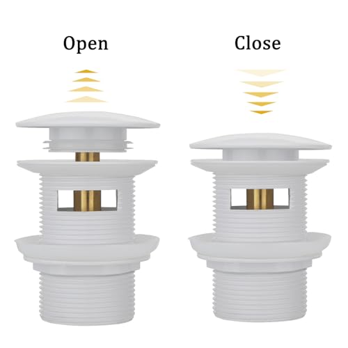 Free Standing Tub Drain Kit, Freestanding Tub Drain, Pop-Up Freestanding Bathtub Drain Stopper, Compatible with Freestanding Bathtub Drain Rough-in Kit (White) - color: White