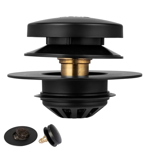 Artiwell Tub Drain, 2 in 1 Pop-up Bathtub Plug with Hair Catcher, Easy Installation Bath Drain Stopper with Strainer, MATT Black - color: Matt Black