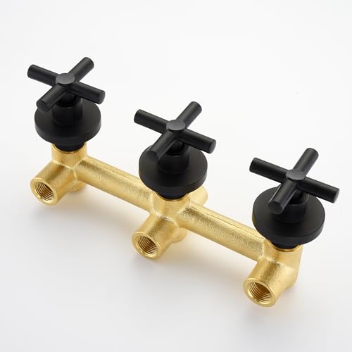 SUMERAIN Matte Black 3 Handle Tub Shower Faucet Set | Waterfall Tub Spout, With Brass Rough in Valve, 8 Inches Rain Shower Head, Modern Design - color: Matte Black