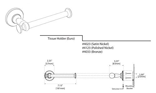 Gatco 4123 Tavern Toilet Paper Holder, Polished Nickel / Wall Mounted Euro Style Toilet Tissue Holder, Zinc - color: Polished Nickel, style: Single