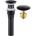 KAIYING Pop Up Drain, Bathroom Sink Drain Stopper with Overflow, Vessel Sink Drain Assembly with Detachable Basket Stopper, Anti-Explosion and Anti-Clogging Drain Strainer (Matte Black) - color: Matte Black, style: With Overflow