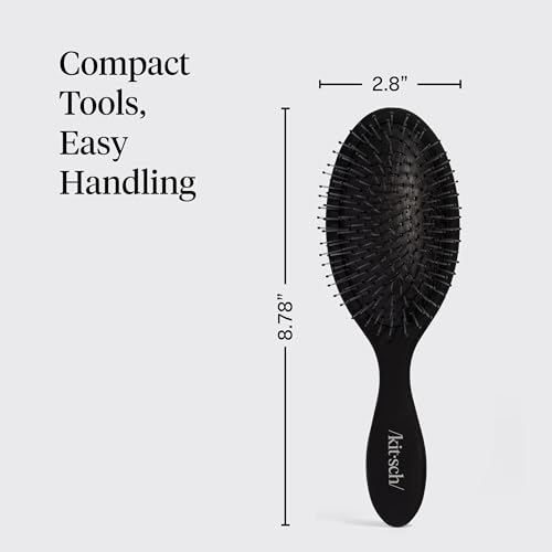 Kitsch Wet/Dry Hair Brush Detangler – Flexi Hair Brush for Women, Men & Kids | Detangling Brush for Curly Hair, Bounce Curl Defining Brush for Wet or Dry Strands - Black - color: Black