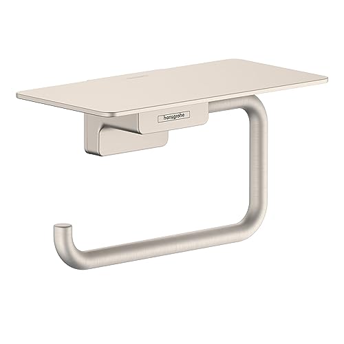 hansgrohe AddStoris 6-inch Toilet Paper Holder with Shelf in Brushed Nickel, 41772820 - color: Brushed Nickel