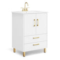 phiestina Fully Pre-Assembled 24 Inch White Bathroom Vanity with Ceramic Sink Combo, 2 Soft Close Doors and 2 Drawer Bathroom Storage Cabinet Set, BV02-WHITE-JH