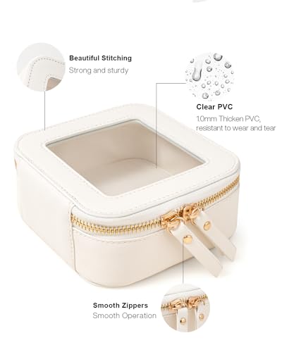 Travel Clear Makeup Bag Set, TSA Approved Cosmetic Bag Case with Zipper Portable Makeup Pouch Toiletry Bag Traveling Cosmetic Organizer Storage Bag Car Organizer Car Essentials - color: Mini White