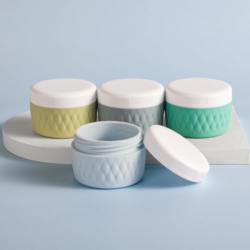 Kuangre Travel Containers for Toiletries, Silicone Cream Jars BPA-Free, TSA Approved 2oz Travel Size Containers, Leak-proof Silicone Jars with Lid for Cosmetic Face Hand Body Cream (4 Pack) - color: Mint, size: 2 Ounces