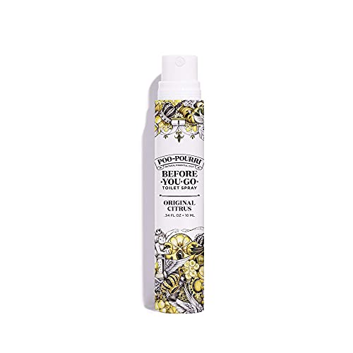 Poo-Pourri Before-You-Go In a Pinch Toilet Spray, Travel Essentials, Original Citrus .34 Fl Oz, Up to 20 Uses, On-The-Go Bathroom Odor Deodorizer with Essential Oils, TSA Approved Size, Lemon Bergamot - size: 0.34 Fl Oz (Pack of 1)