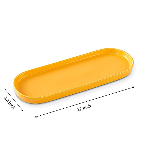 Simple Style Ceramic Sink Tray - Bathroom and Kitchen Cosmetics Dish, Candle and Perfume Tray (Yellow) - color: Yellow