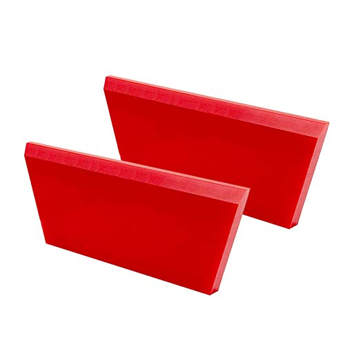 CARTINTS 2pack Squeegee Blades Replacement Mini Squeegee, 5.1x 2 inch, for Cleaning Glass, Shower Door and Car Windows and Screen Printing,Red - color: Red