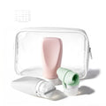 Travel Bottles for Toiletries, TSA Approved 2oz Container, High-Effeiciency Leak-Proof Ultrasonic Technology, Silicone Refillable Squeezable Travel Accessories for Shampoo Conditioner Lotion (3 Pcs) - color: Pink, Green, Gray