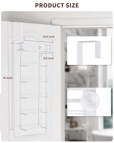 Aetyord Hanging Towel Racks for Bathroom No Drill - Over The Door 6-Tier Bath Towel Storage Organizer for Small Bathrooms - Back Door Large Tiered Towel Holder Hanger for Rolled Towels RV Camper White - color: White, size: 6 tier