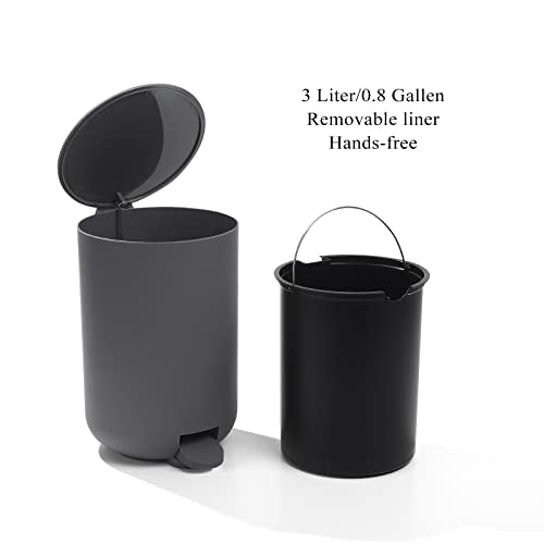 GAHEFY Grey Bathroom Accessories Set with Small Trash Can 3 Liter/0.8 Gallon,Toothbrush Holder,Soap Dispenser,Vanity Tray,Toilet Bowl Brush and Holder Grey 5PCS - style: grey 5 pcs