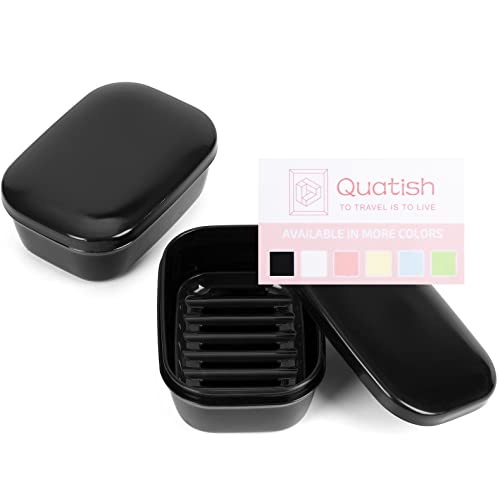 Quatish 2 Pack Travel Soap Container, Portable Soap Holder with Lid, Bar Soap Holder, Soap Case for Camping Gym Travel, Soap Box for Bathroom, Black - color: Black