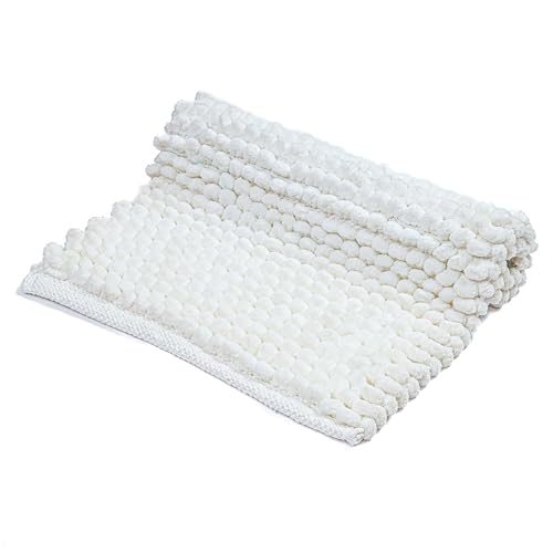 Cotton Polyester Popcorn Bath Rug 17"x24" White – 100% Cotton Bath Mat, Anti Skid, Soft & Absorbent Bathroom Rug for Shower, Tub & Entryway - color: Snow White, size: 1'5" x 2' (Rectangular)