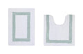 Better Trends 100% Cotton Hotel Collection Bath Mats Set, White & Blue Mats - Tufted, Reversible & Absorbent & Machine Washable 2 Piece Bathroom Rug Set, Toilet Base & Sink Bath Mat Rug - color: White & Blue, size: 2 Piece Set (17" x 24" | 20" x 20")