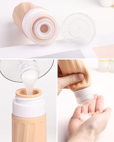 Mrsdry Travel Bottles for Toiletries 8 Pack, Travel Size Toiletries, Tsa Approved Travel Size Containers 3oz, with Travel Essentials Clear Bag, Leak Proof Silicone Squeezable Creams Jars - color: Maple Leaf, size: 3oz bottle 1oz jar