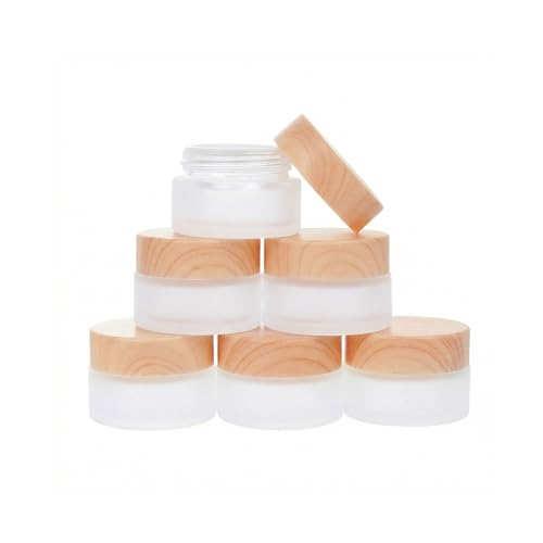 6Pcs Glass Lotion Cream Container with Lid Refillable Empty Sample Cosmetic Jar for Makeup Scrub Cream Toiletries Home Travel (20ml) - color: Clear, size: 20ml