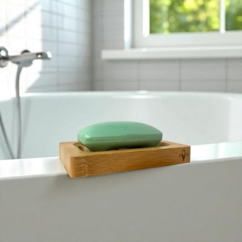Bamboo Soap Dish – 2-Pack Self-Draining Soap Dish for Shower – Natural Bamboo Wood Tray for Bathroom with Drainage – Wooden Holder for Kitchen, Bath, Sink