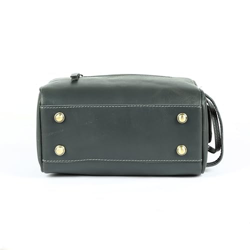 KomalC Leather Toiletry Bag for Men & Women – Handcrafted Travel Grooming Kit with Water-Resistant Lining and Secure Zipper Closure - style: 1 Zip Classic Grey