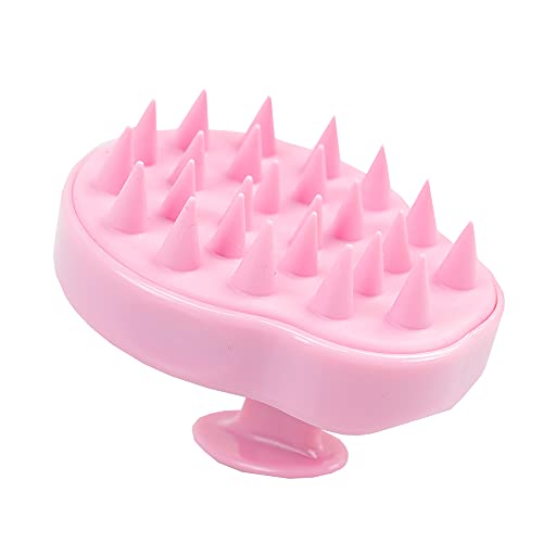 Vintage Cosmetic Company Shampoo Brush Silicone Scalp Massager Pink | Silicone Scalp Massager for Gentle Exfoliation and Even Shampoo Distribution. Stimulates Scalp. Vintage Pink Design.