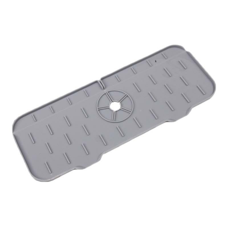 2Pcs Silicone Kitchen Sink Splash Guard Faucet Handle Drip Catcher Tray Mat For Kitchen Counter Bathroom Kitchen (Grey) - color: Grey