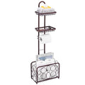 Oasis Creations Toilet Paper Holder Tissue Rack Stand with Magazine Toilet Roll Storage Basket- Freestanding, Bronze Metal - color: Bronze