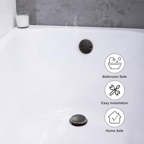 Oil Rubbed Bronze Bathtub Drain Tip-Toe Tub Trim Set with Two-Hole Overflow Faceplate Bathroom Tub Drains Replacement Conversion Kit - color: Oil Rubbed Bronze