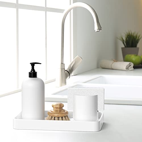 Gurygo 10" Bathroom Countertop and Vanity Tray - Kitchen Tray for Soap Bottles - Ceramic Vanity Tray for Bathroom Counter Organization - Kitchen Tray(White, Set/1) - color: White, size: 9.9" x 5.7" x 1.1"