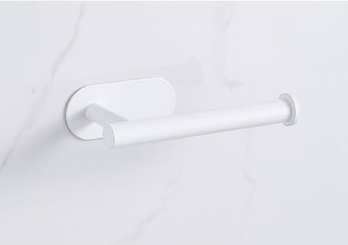 YUET Toilet Roll Holder Wall Mounted, 3M self Adhesive Toilet Roll Holder SUS 304 Stainless Steel Toilet Paper Holder No Drilling for Bathroom (White) - color: White