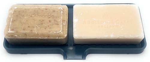 Silicone Soap Dish Tray and Sponge Holder with Drain Chute, Rectangular, Kitchen and Bathroom Sink Organizer (Smoky Blue, 9"x3.5") - color: Smoky Blue, size: (MD) 9"x3.5"