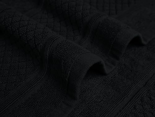 Avalon Towels Black Bath Mat - 100% Cotton Set of 2 Absorbent Bathmat - Bathroom Mats Quick Dry Bath Mats for Bathrooms (22x34 Inches) - color: Black, size: Pack of 2