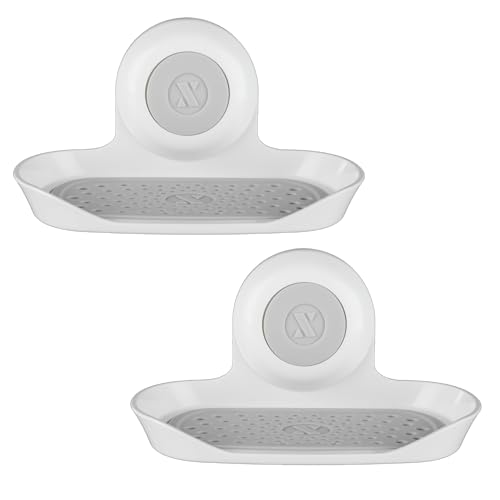 SlipX Solutions Strong Hold Soap Saver, Suction Cup Soap Holder, Must Have Universal Kitchen & Bathroom Shower Accessories (White, Single Tray (2-Pack) - color: White, size: Single Tray (2-Pack)