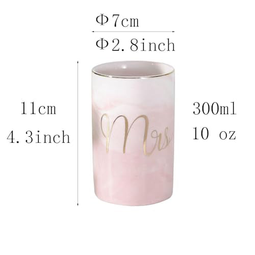 Marble ceramic mug, creative ceramic toothbrush holder, simple couple mouthwash cup. (Pink & A) - color: Pink & A