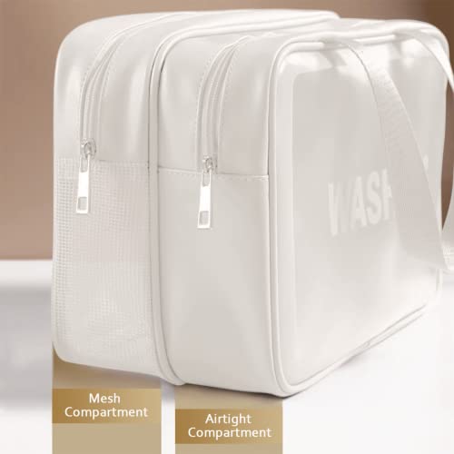 DAPOWER Travel Toiletry Bag for Women and Men, Matte Translucent Toiletry Bag with Handy Handle, Makeup Cosmetic Organizer Bag for Travel Toiletries Accessories (White-XL) - color: White-XL